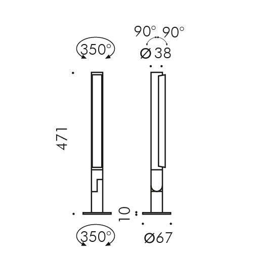 Simes Pivot 12LED Senza Base Dimensioni