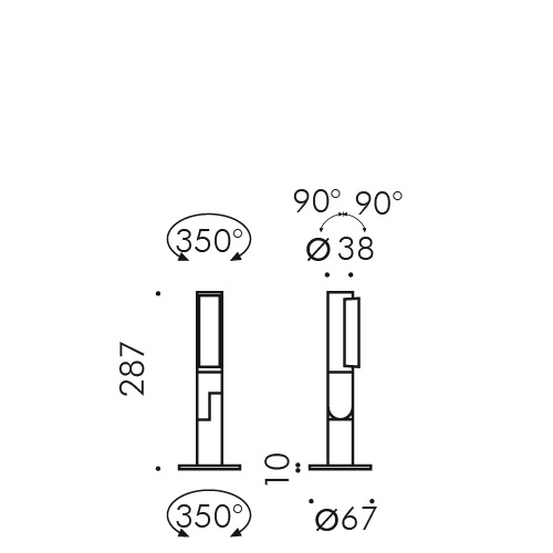 Simes Pivot 4LED Senza Base Dimensioni