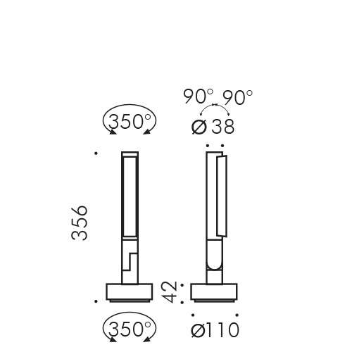 Simes Pivot 7LED Con Base Dimensioni